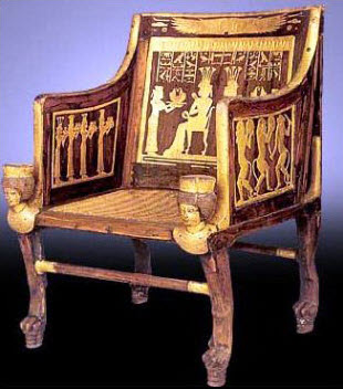 Carved wooden Ancient Egyptian chair with veneers - history of veneer